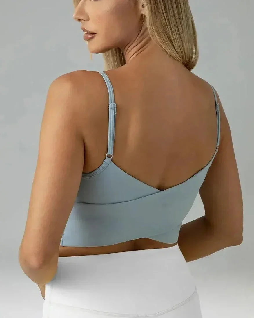 Dreamlux Tank Tops with Built‑in Bra — Faded Denim