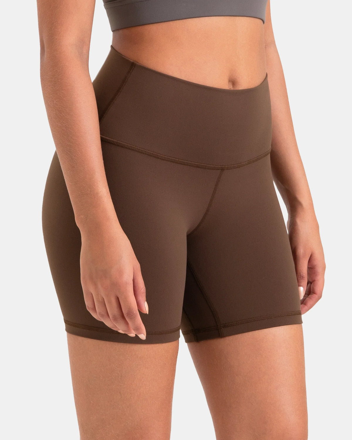 Dreamlux® Buttery Soft 6" Cropped Everyday & Workout Short — Cocoa