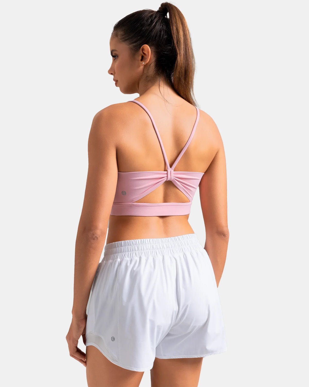 Dreamlux® Strappy Sports Bra w/ Bowknot Back — Almond Blossom