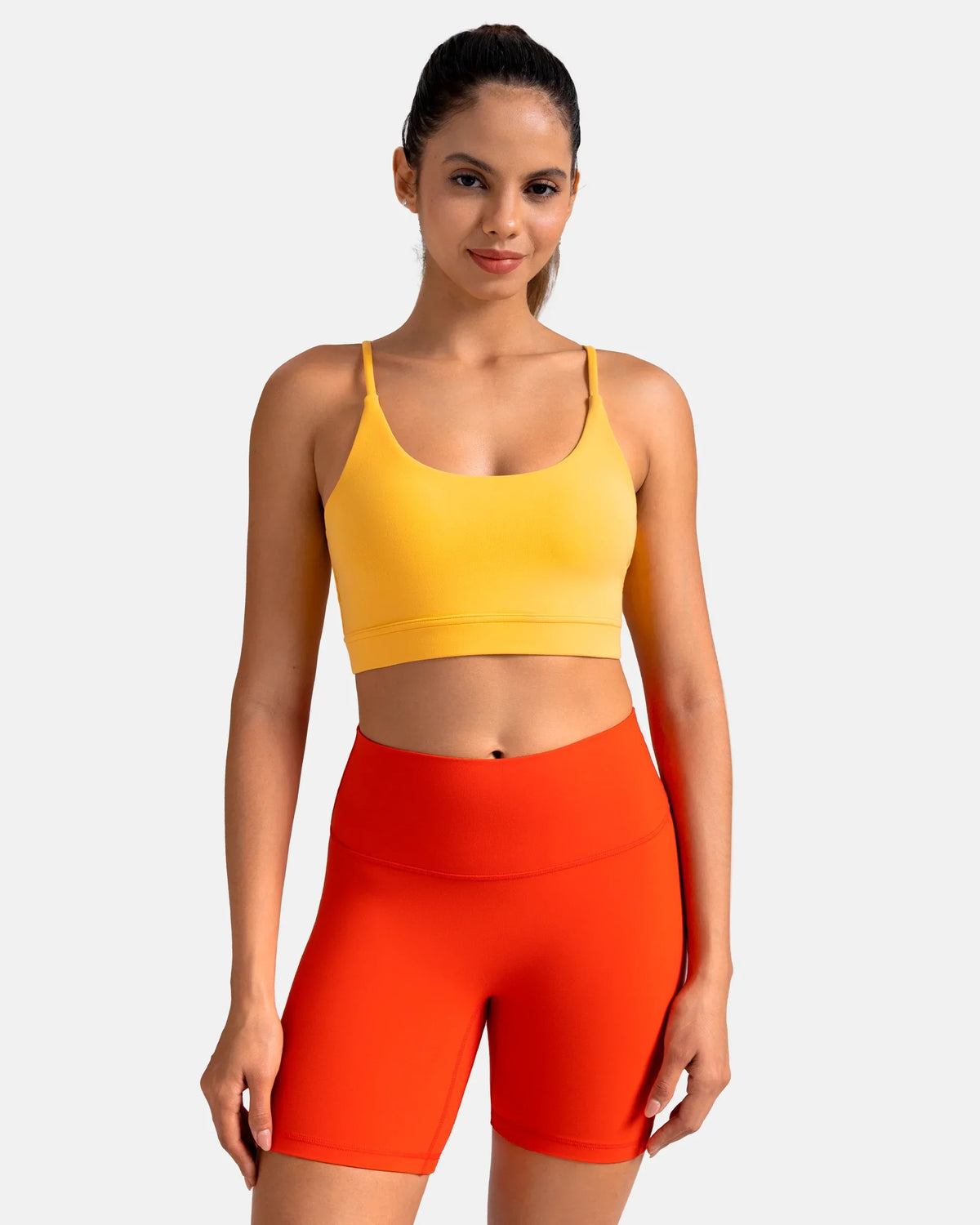 Dreamlux® Strappy Sports Bra w/ Bowknot Back — Blazing Yellow
