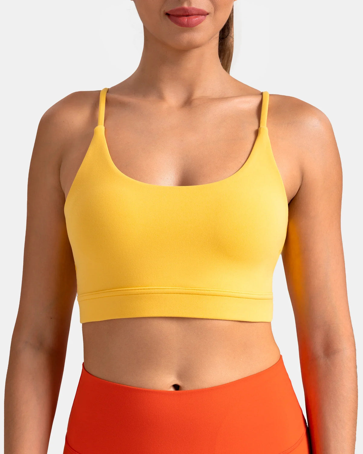 Dreamlux® Strappy Sports Bra w/ Bowknot Back — Blazing Yellow