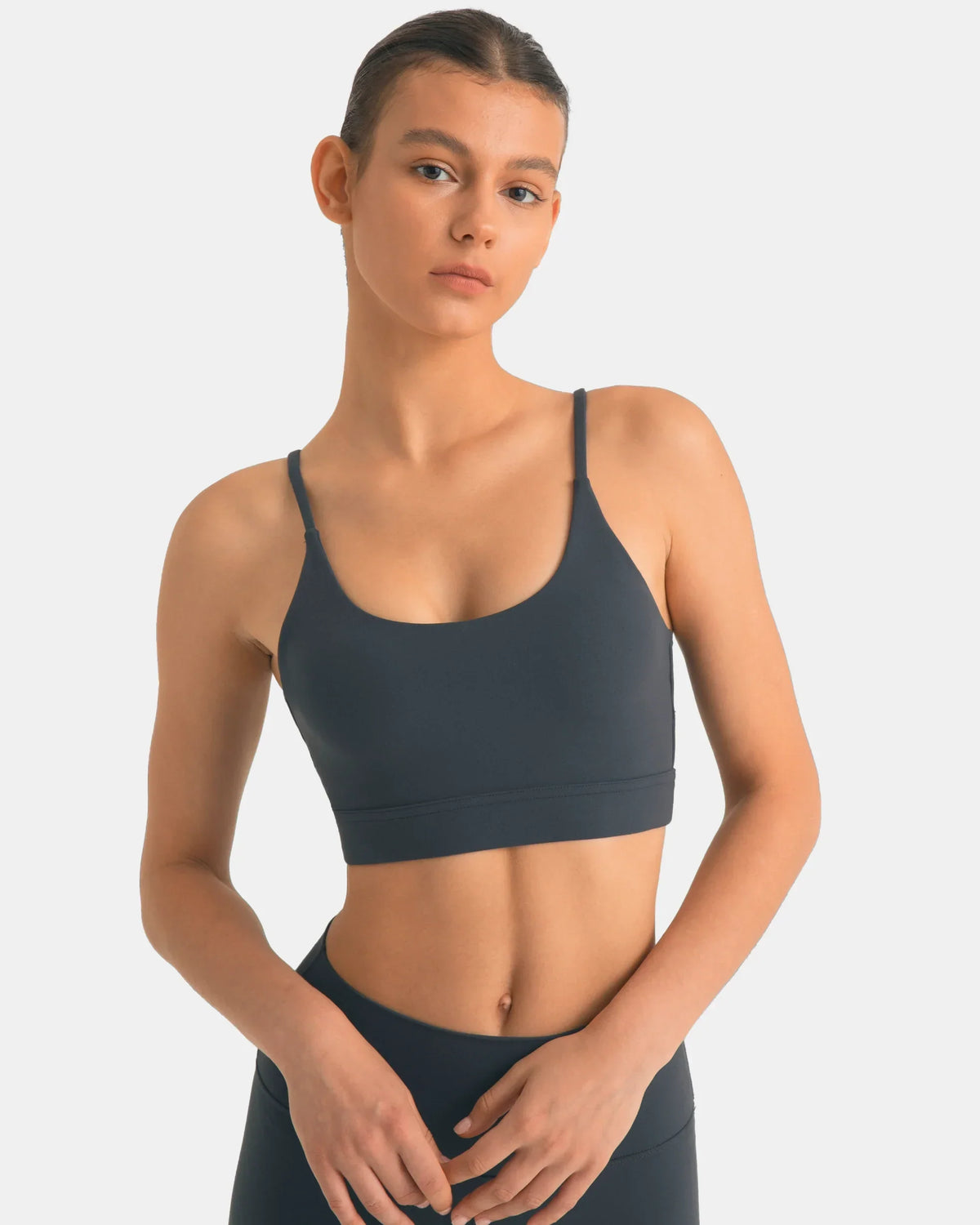 Dreamlux® Strappy Sports Bra w/ Bowknot Back — Blue Ink