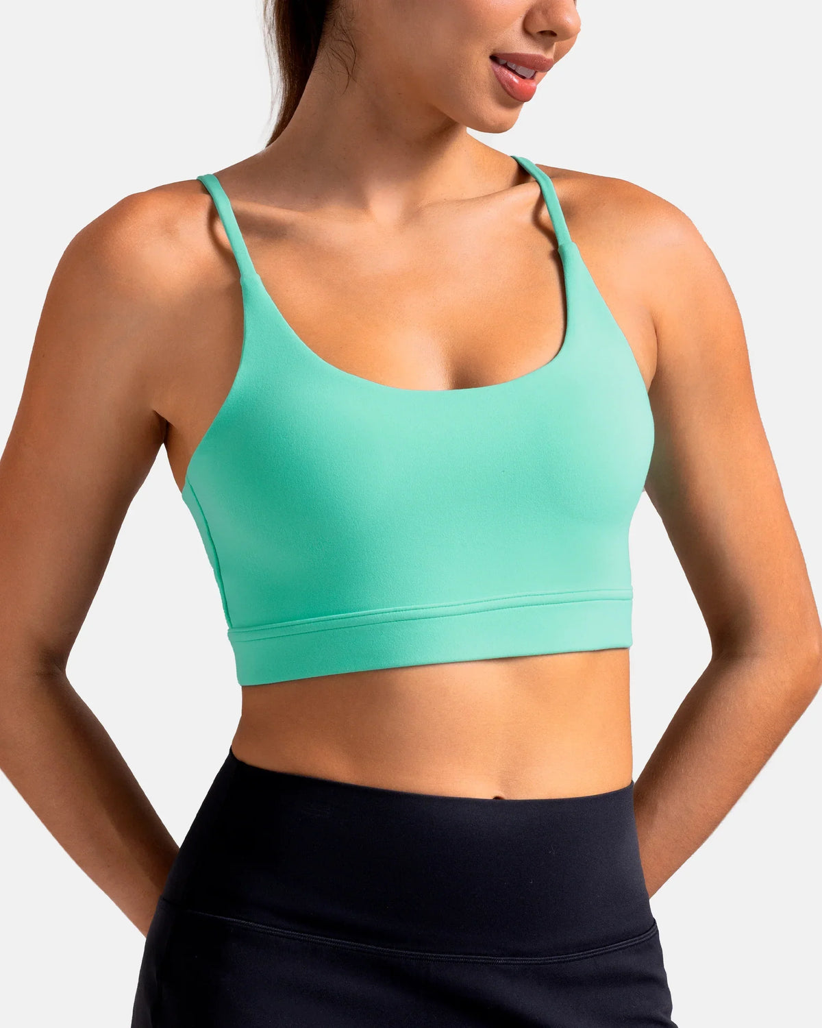 Dreamlux® Strappy Sports Bra w/ Bowknot Back — Cockatoo