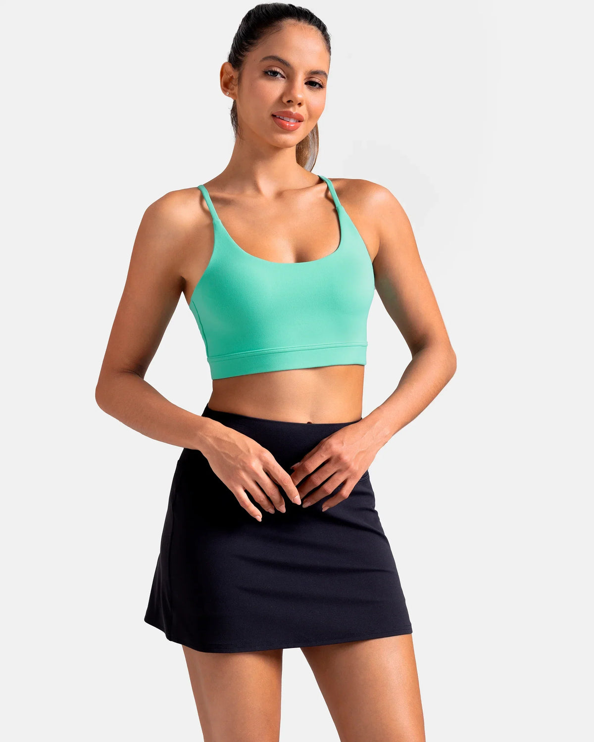Dreamlux® Strappy Sports Bra w/ Bowknot Back — Cockatoo