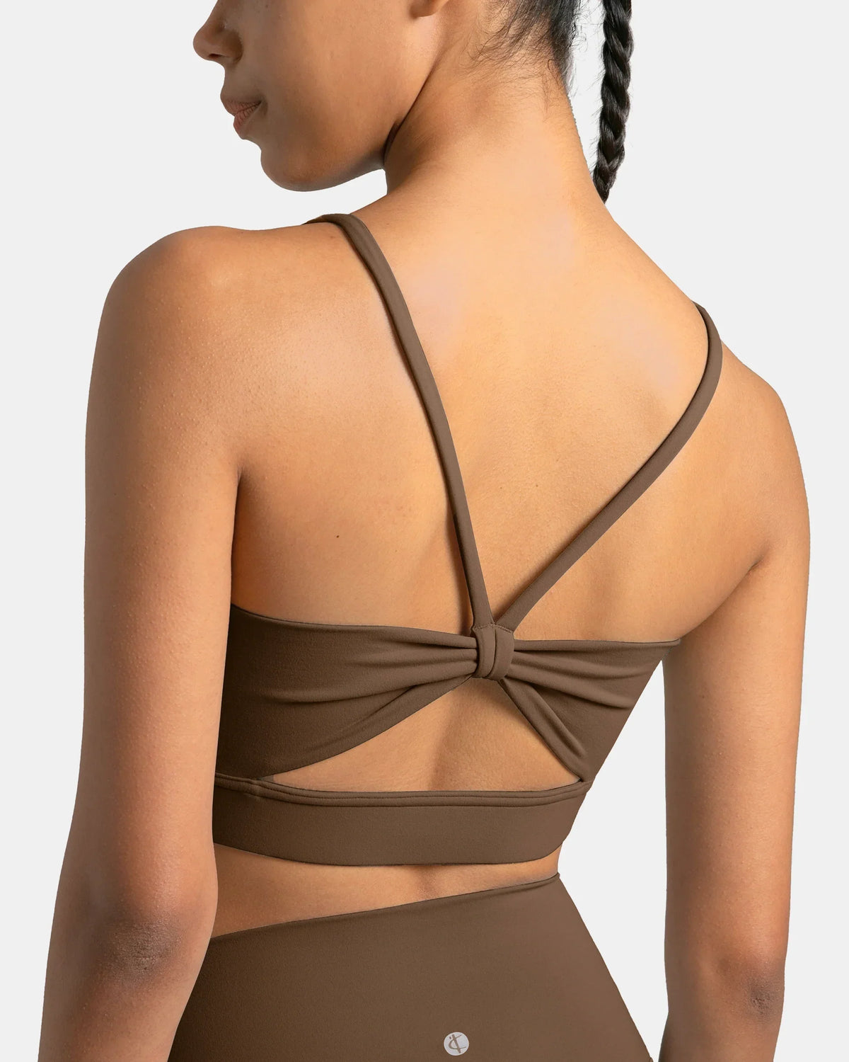 Dreamlux® Strappy Sports Bra w/ Bowknot Back — Cocoa