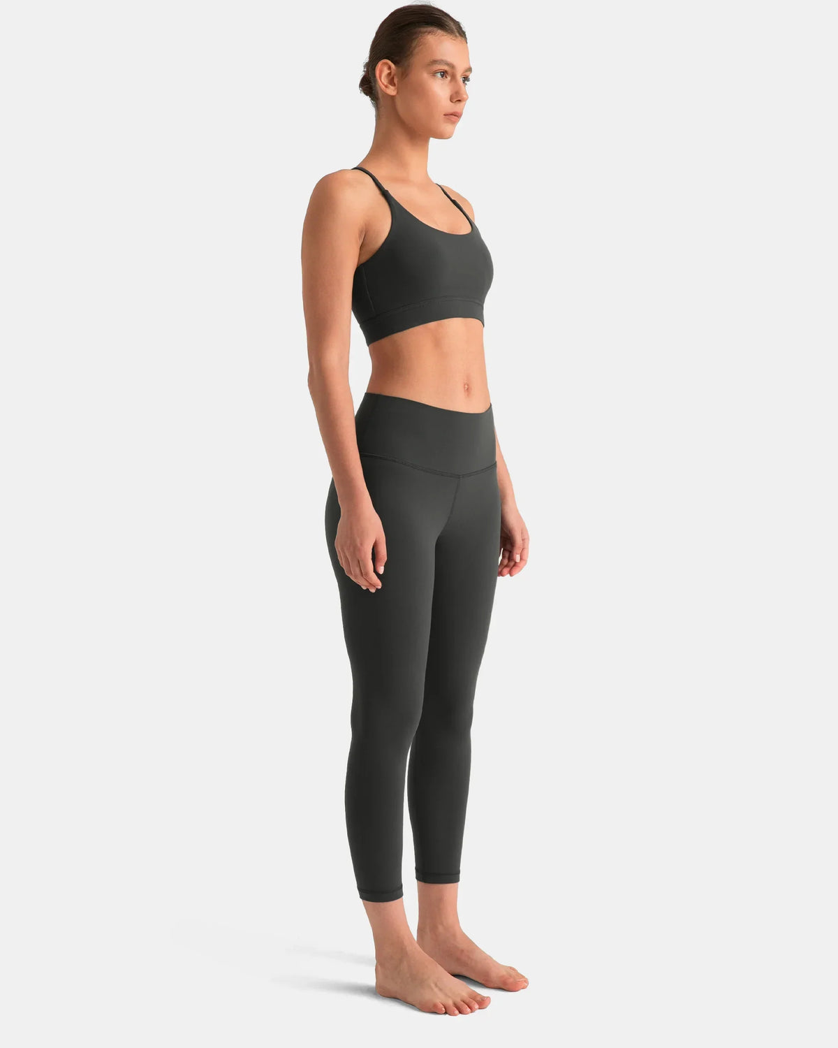 Dreamlux® Strappy Sports Bra w/ Bowknot Back — Dark Carbon