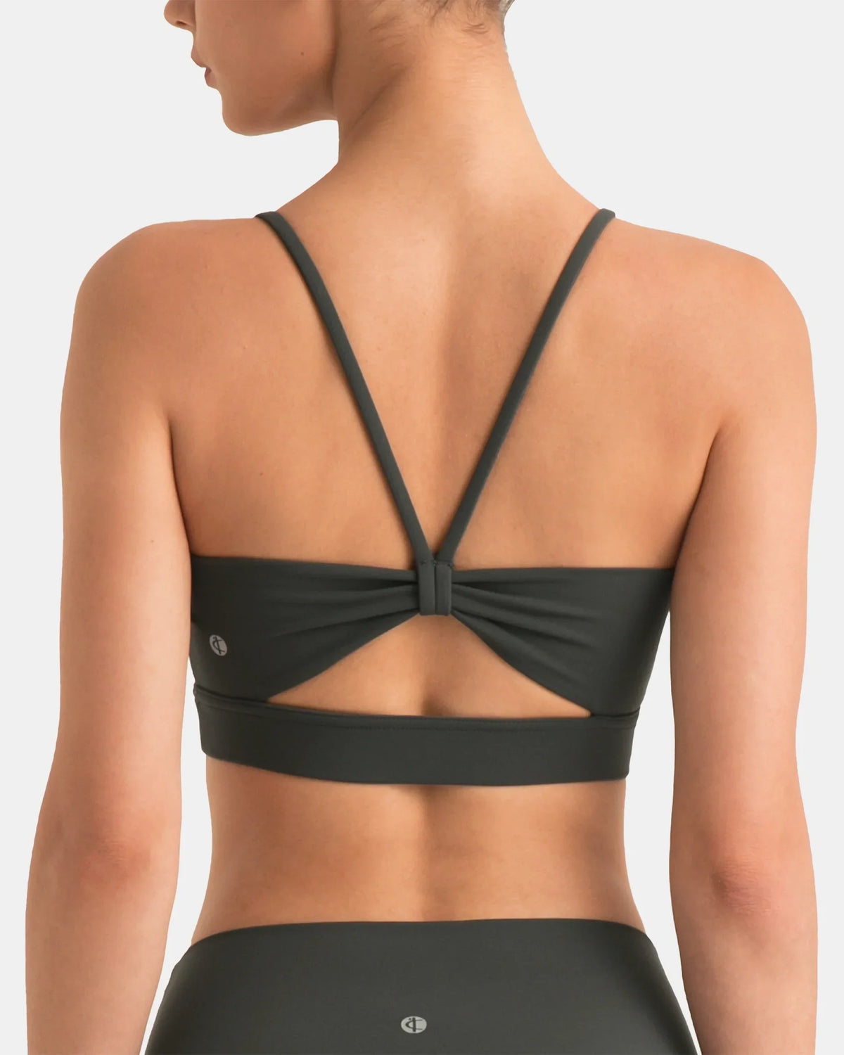 Dreamlux® Strappy Sports Bra w/ Bowknot Back — Dark Carbon