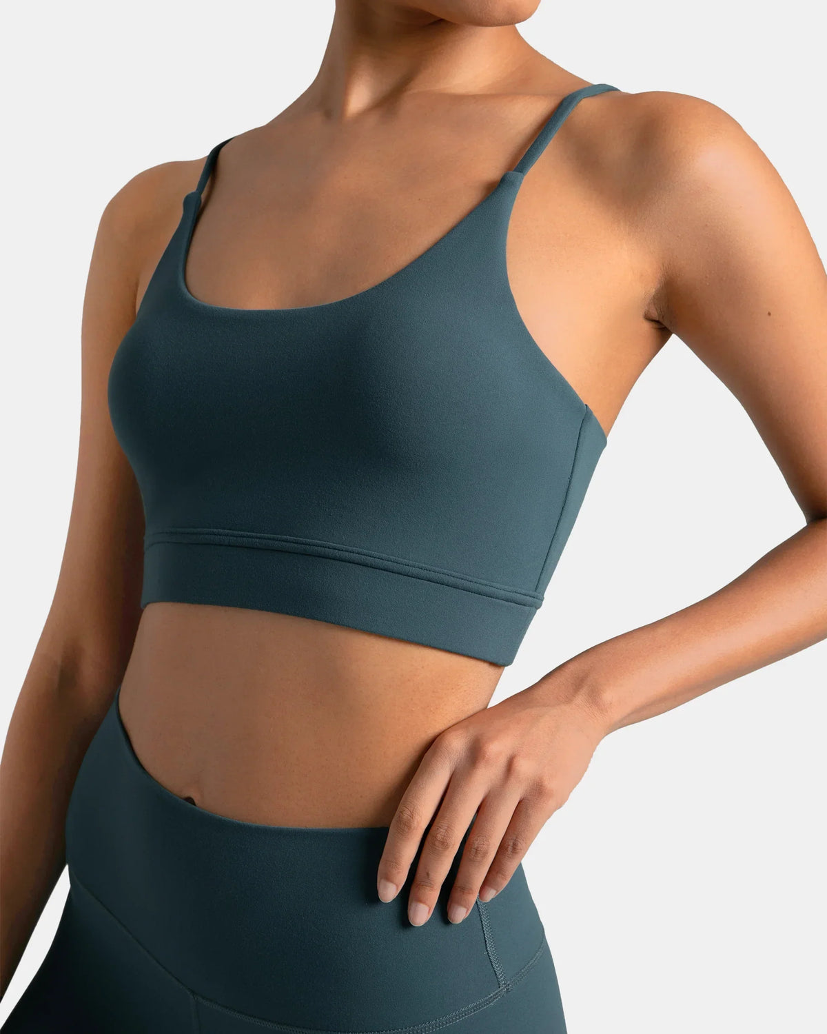 Dreamlux® Strappy Sports Bra w/ Bowknot Back — Dark Jasper