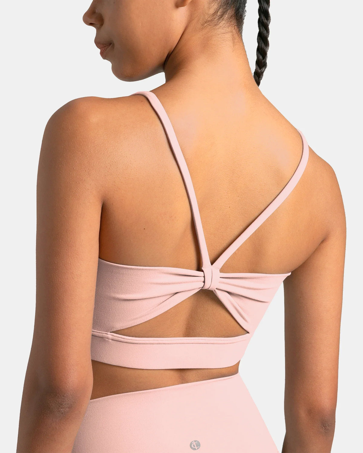 Dreamlux® Strappy Sports Bra w/ Bowknot Back — Icy Pink