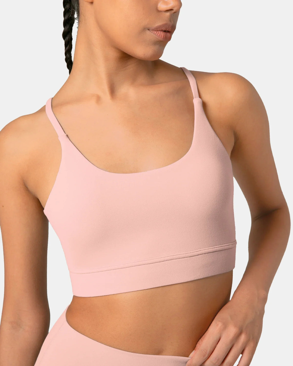 Dreamlux® Strappy Sports Bra w/ Bowknot Back — Icy Pink