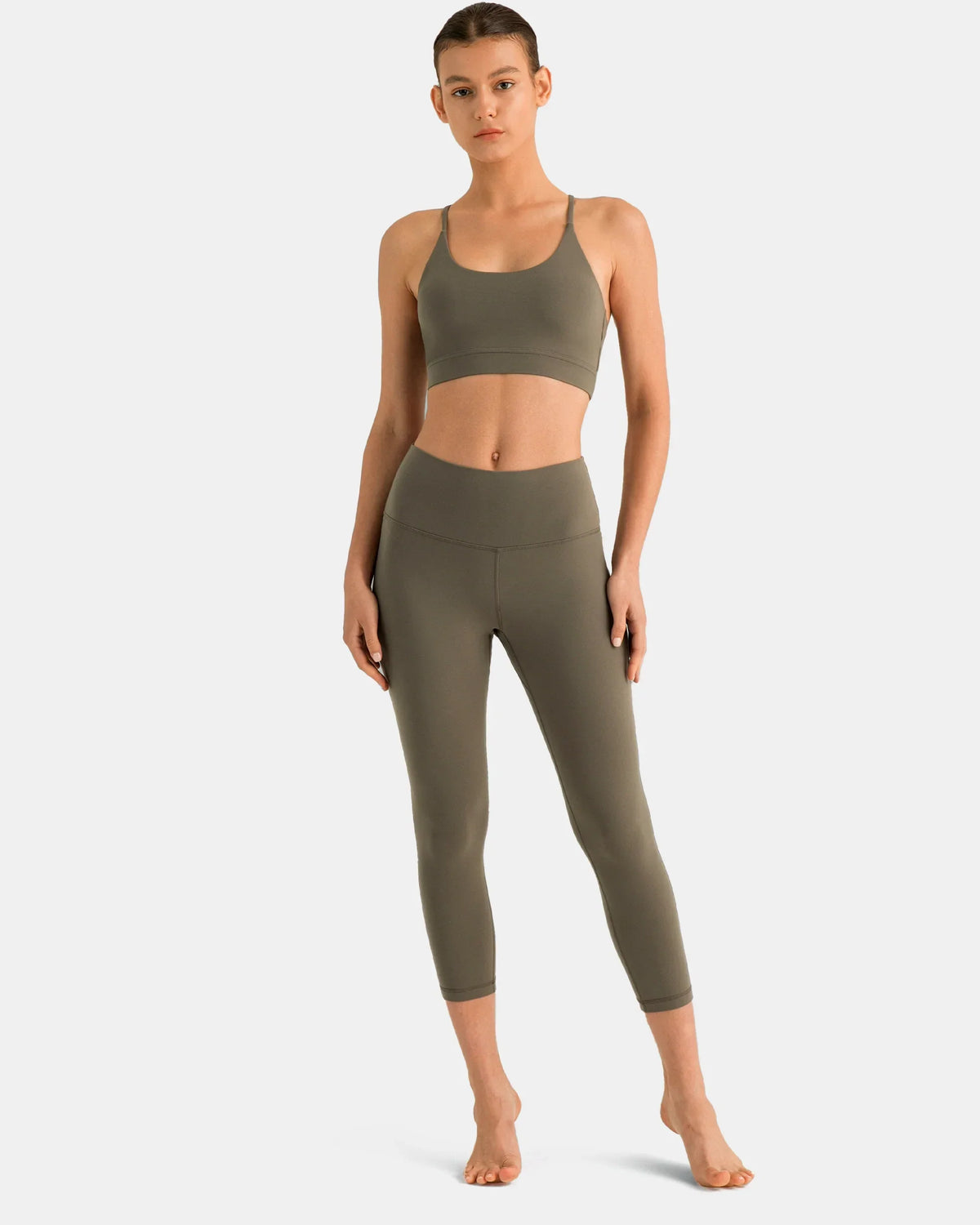 Dreamlux® Strappy Sports Bra w/ Bowknot Back — Major Brown