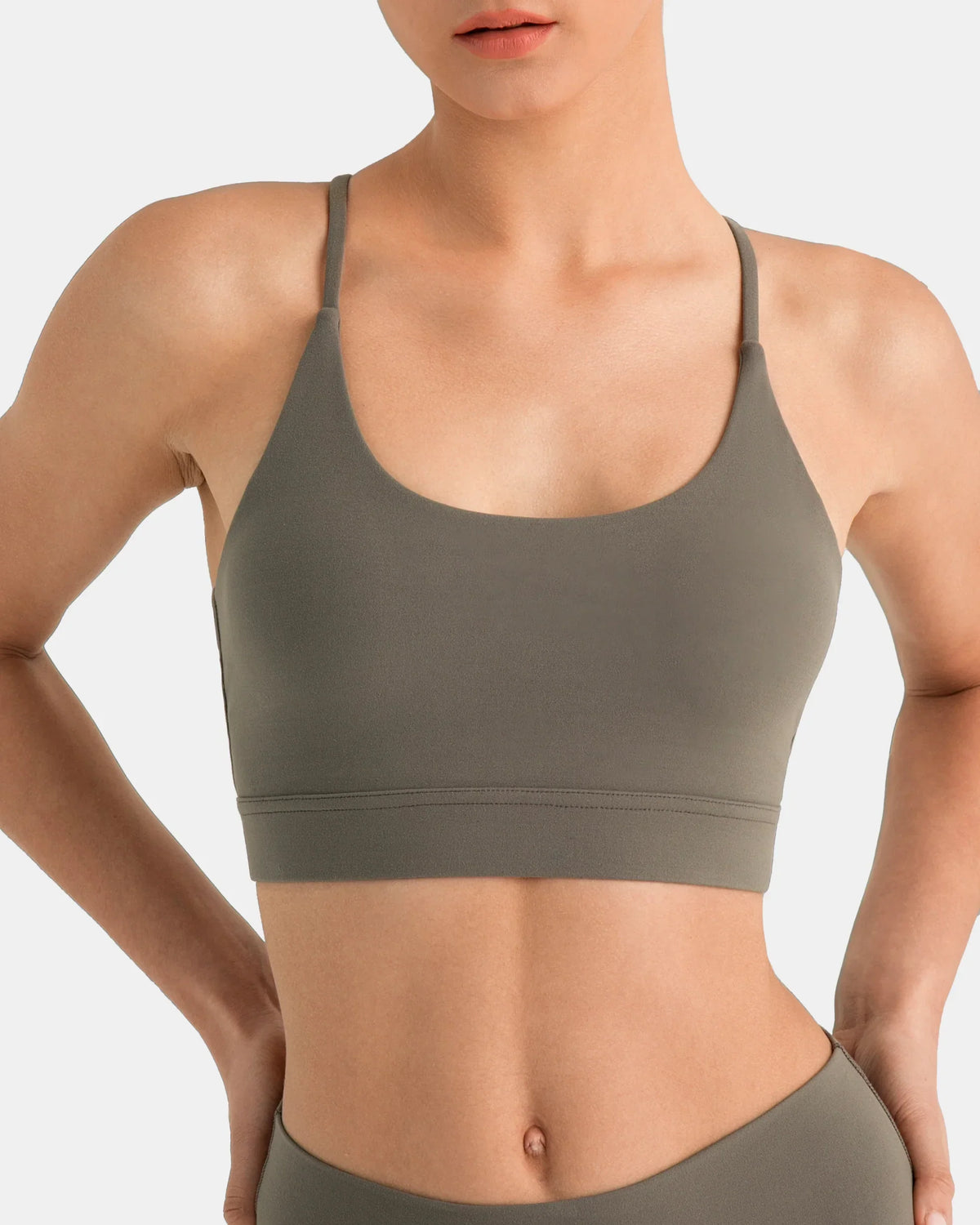 Dreamlux® Strappy Sports Bra w/ Bowknot Back — Major Brown