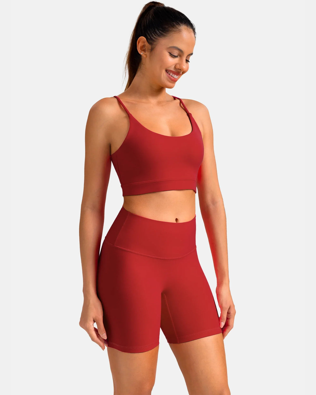 Dreamlux® Strappy Sports Bra w/ Bowknot Back — Merlot