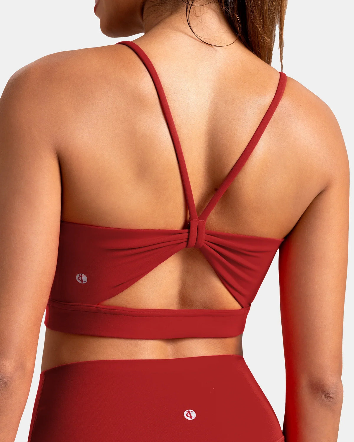 Dreamlux® Strappy Sports Bra w/ Bowknot Back — Merlot