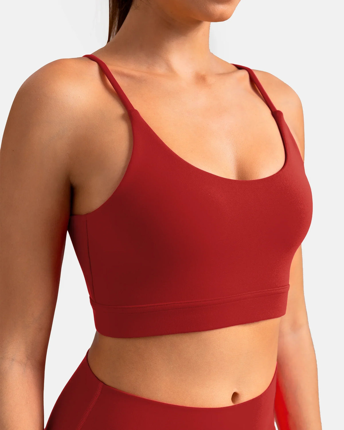 Dreamlux® Strappy Sports Bra w/ Bowknot Back — Merlot
