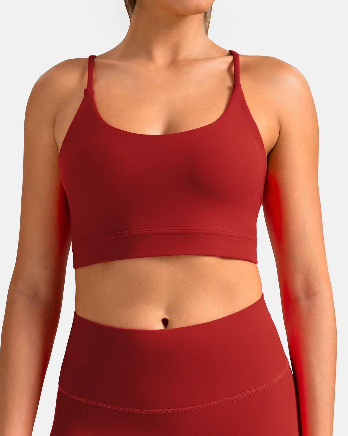 Dreamlux® Strappy Sports Bra w/ Bowknot Back — Merlot