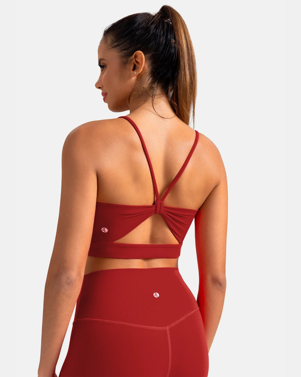Dreamlux® Strappy Sports Bra w/ Bowknot Back — Merlot