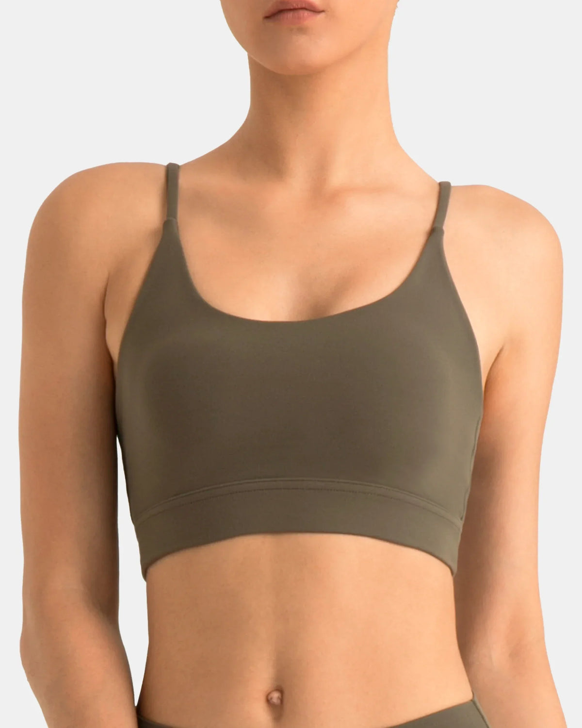 Dreamlux® Strappy Sports Bra w/ Bowknot Back — Olive