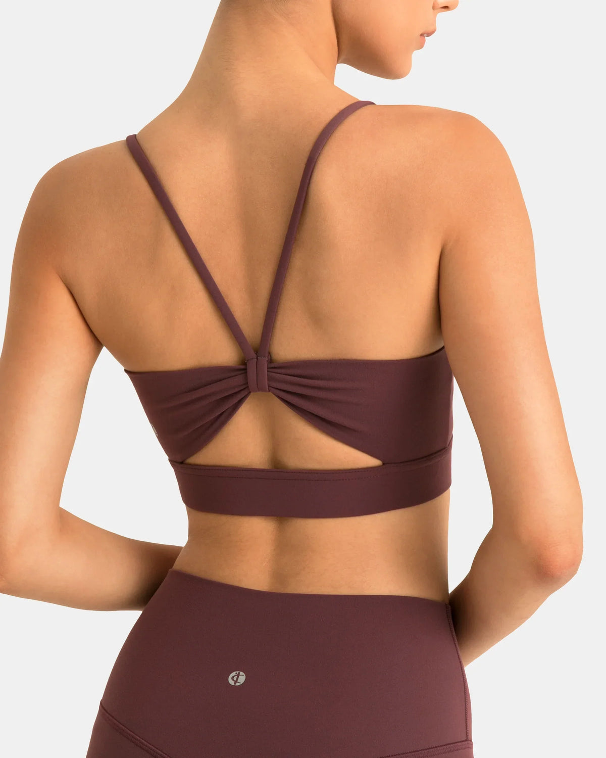 Dreamlux® Strappy Sports Bra w/ Bowknot Back — Plum Red