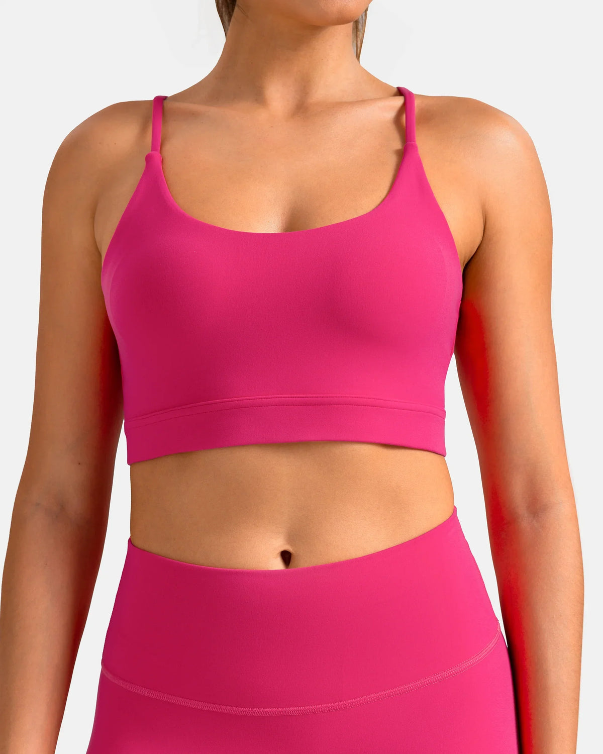 Dreamlux® Strappy Sports Bra w/ Bowknot Back — Raspberry