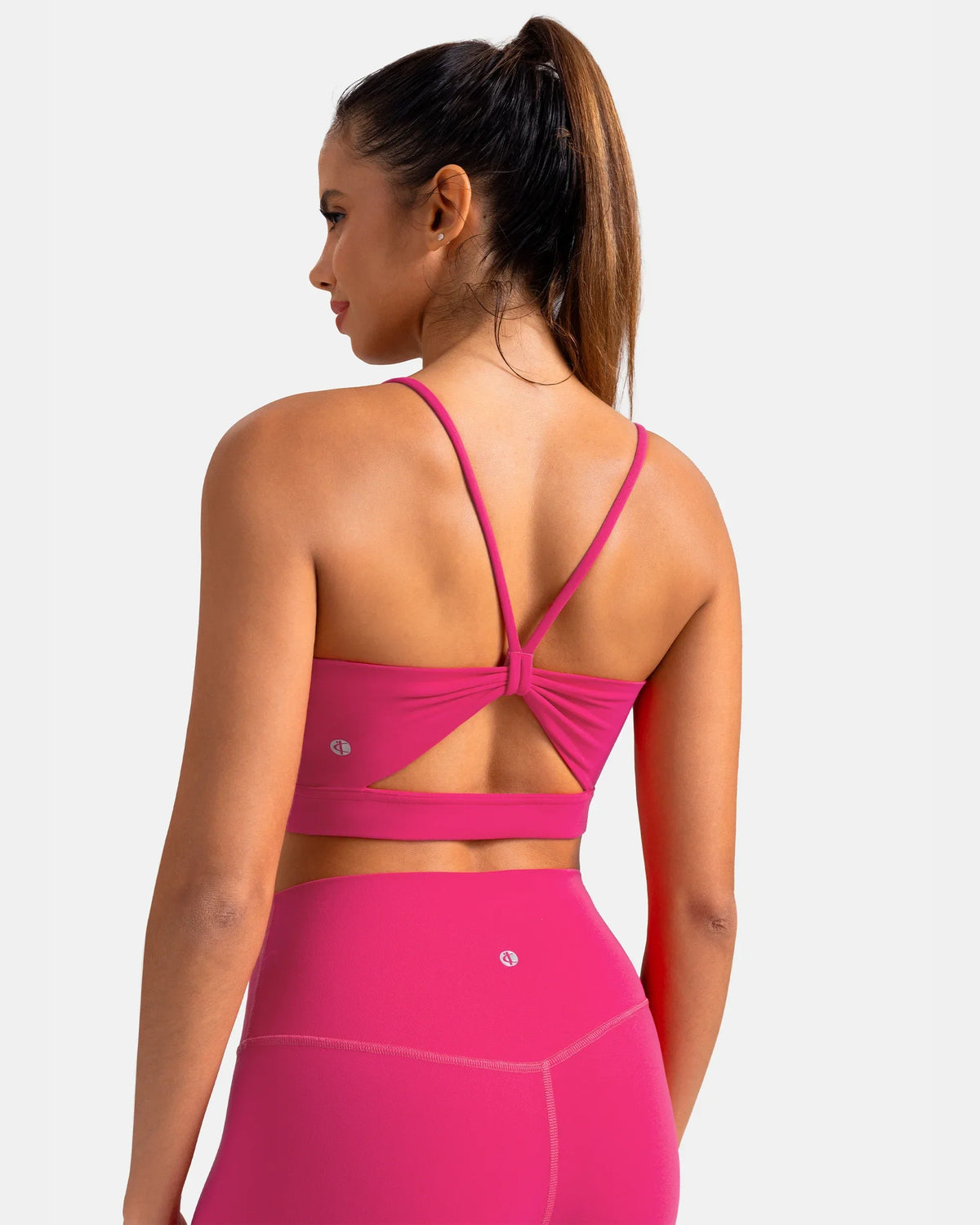 Dreamlux® Strappy Sports Bra w/ Bowknot Back — Raspberry