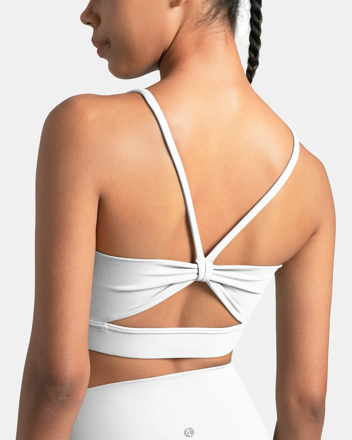 Dreamlux® Strappy Sports Bra w/ Bowknot Back — White
