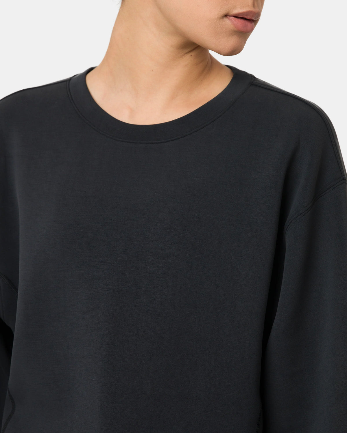Velvra® Modal Crewneck Long Sleeve Sweatshirt — Black