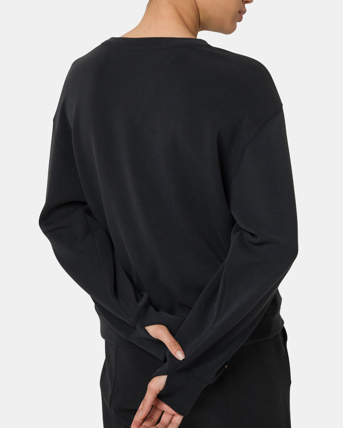 Velvra® Modal Crewneck Long Sleeve Sweatshirt — Black
