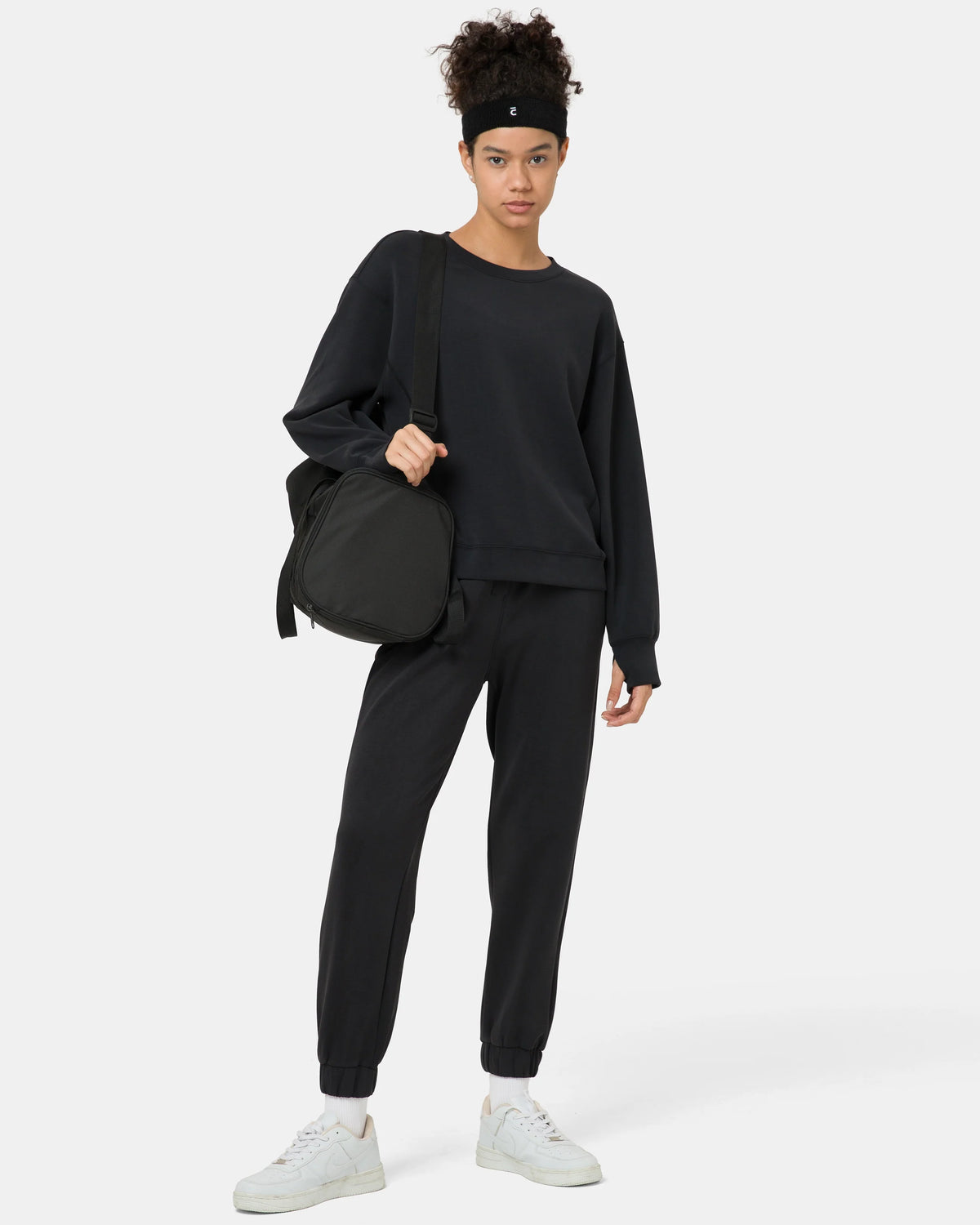 Velvra® Modal Crewneck Long Sleeve Sweatshirt — Black