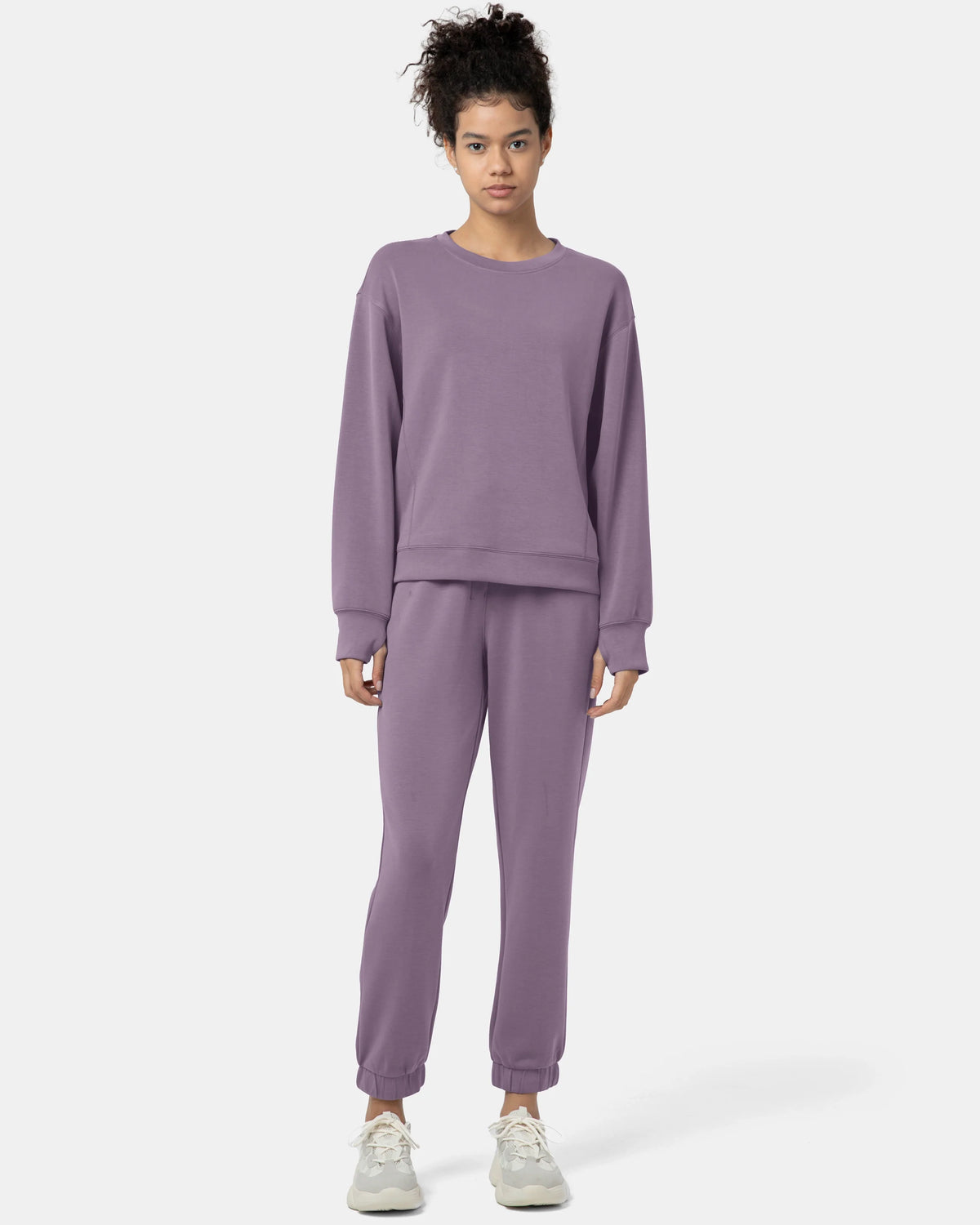 Velvra® Modal Crewneck Long Sleeve Sweatshirt — Elderberry