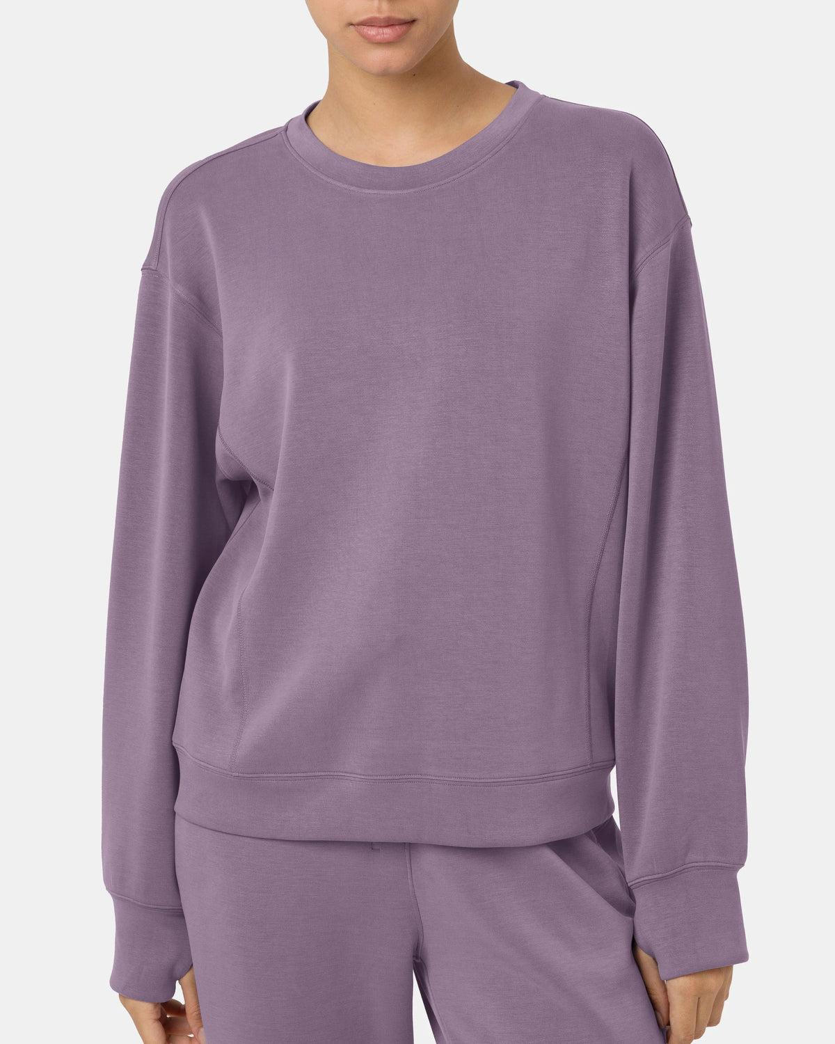 Velvra® Modal Crewneck Long Sleeve Sweatshirt — Elderberry