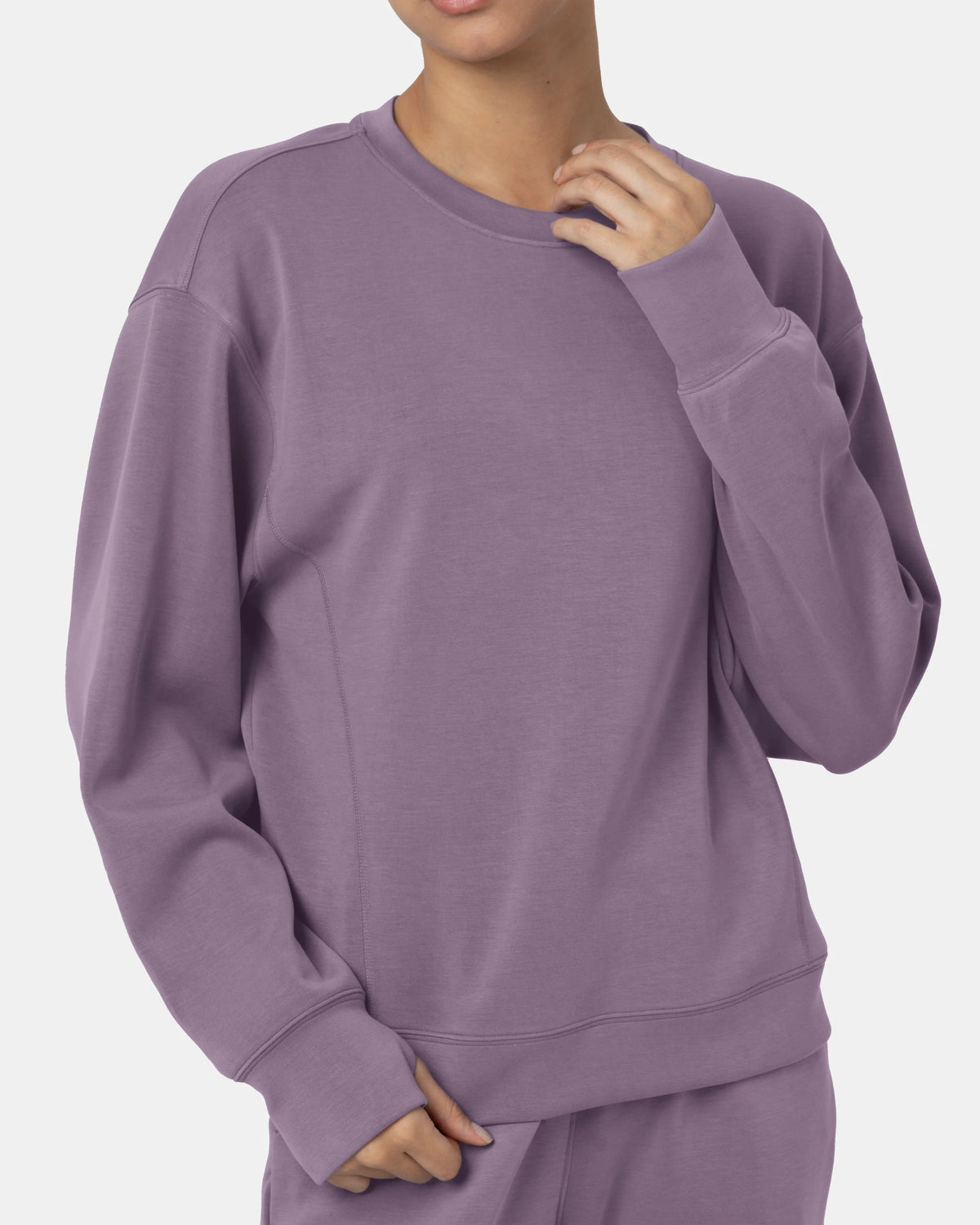 Velvra® Modal Crewneck Long Sleeve Sweatshirt — Elderberry