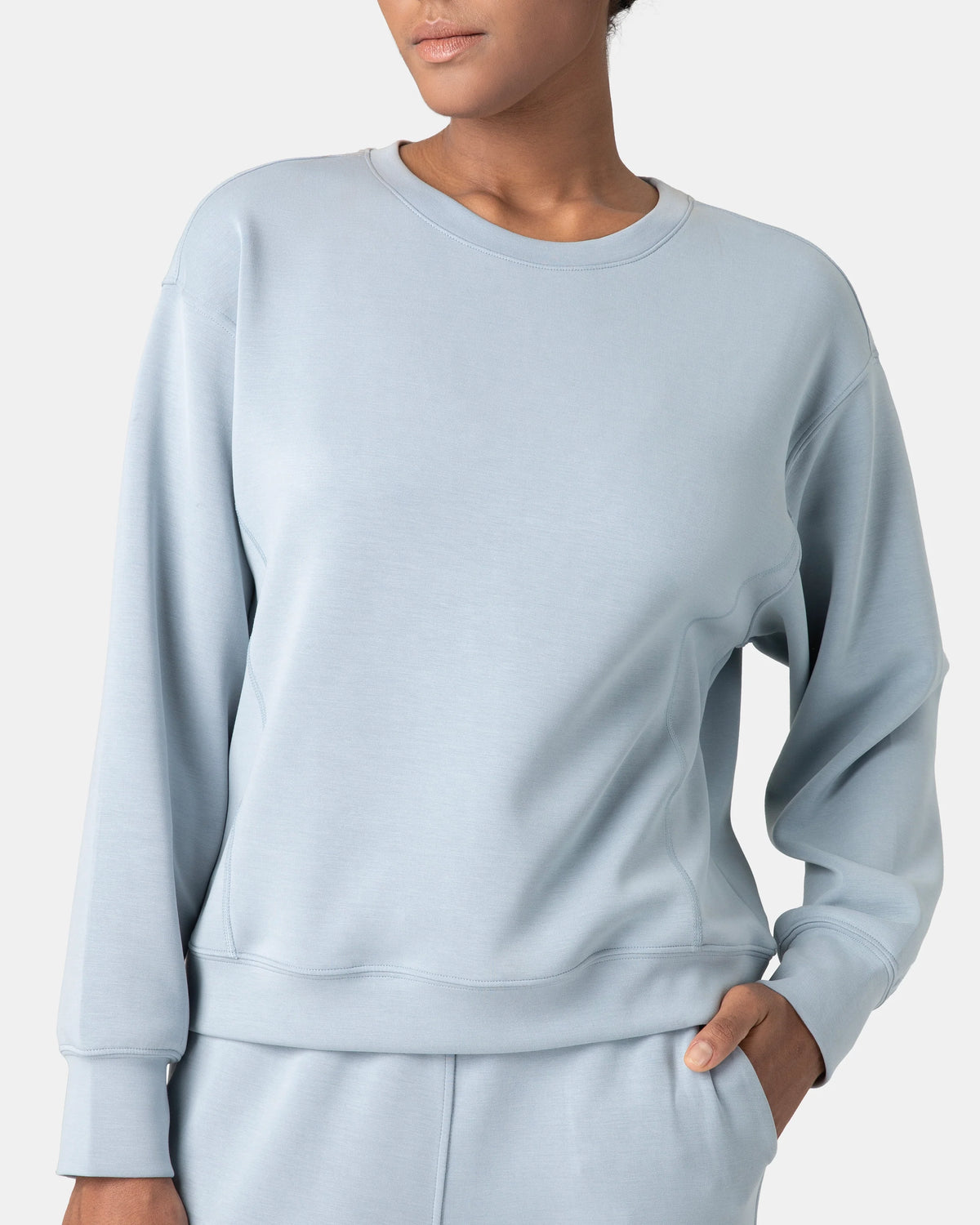 Velvra® Modal Crewneck Long Sleeve Sweatshirt — Faded Denim