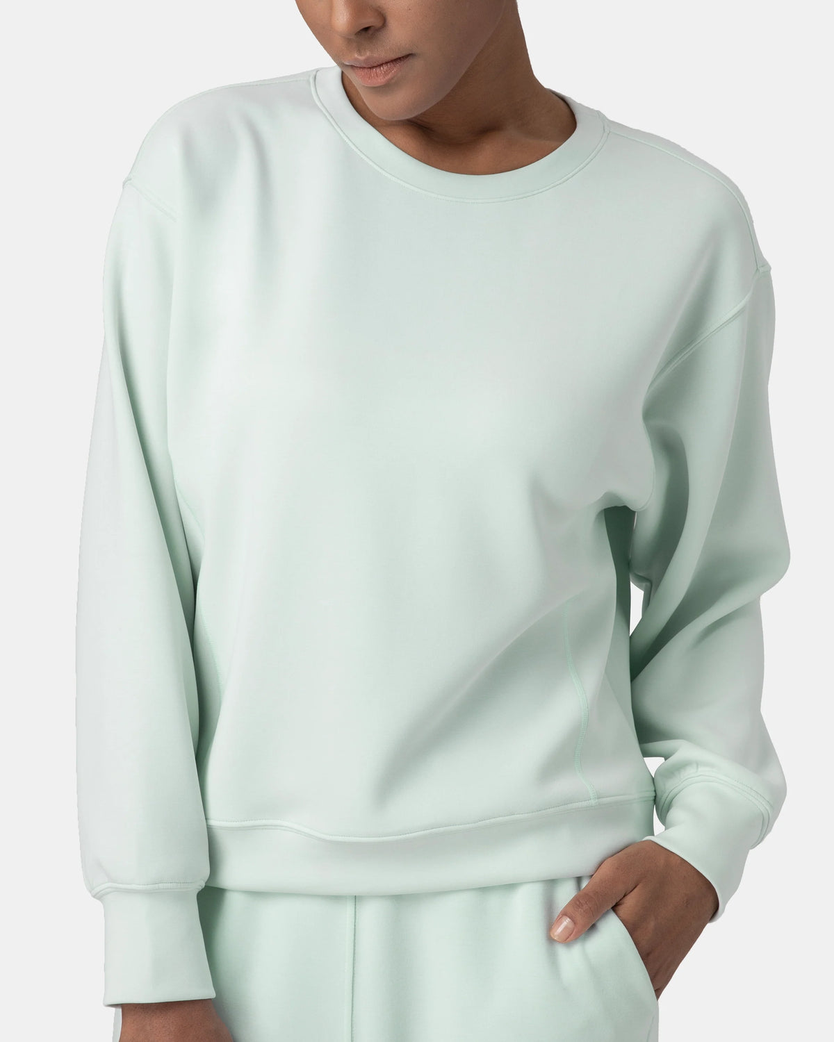 Velvra® Modal Crewneck Long Sleeve Sweatshirt — Mint Green