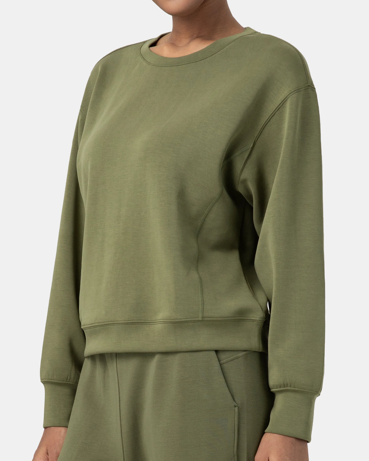 Velvra® Modal Crewneck Long Sleeve Sweatshirt — Olive Green