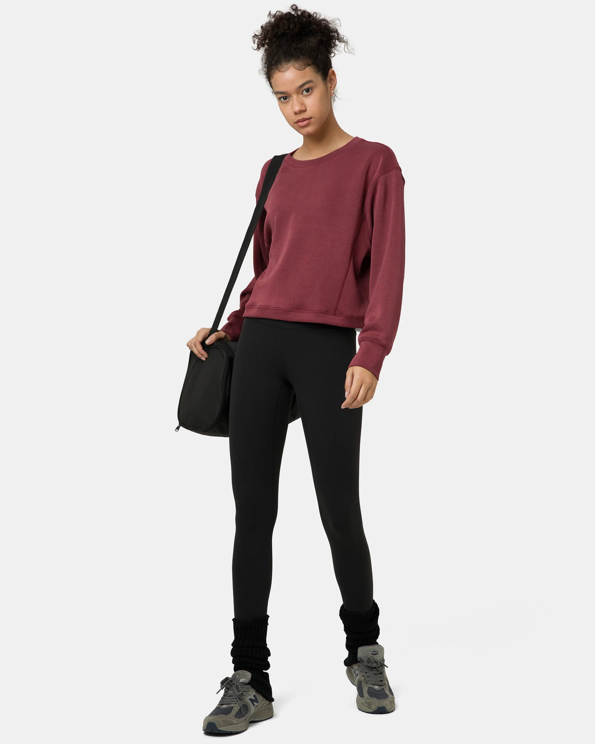 Velvra® Modal Crewneck Long Sleeve Sweatshirt — Wine Red