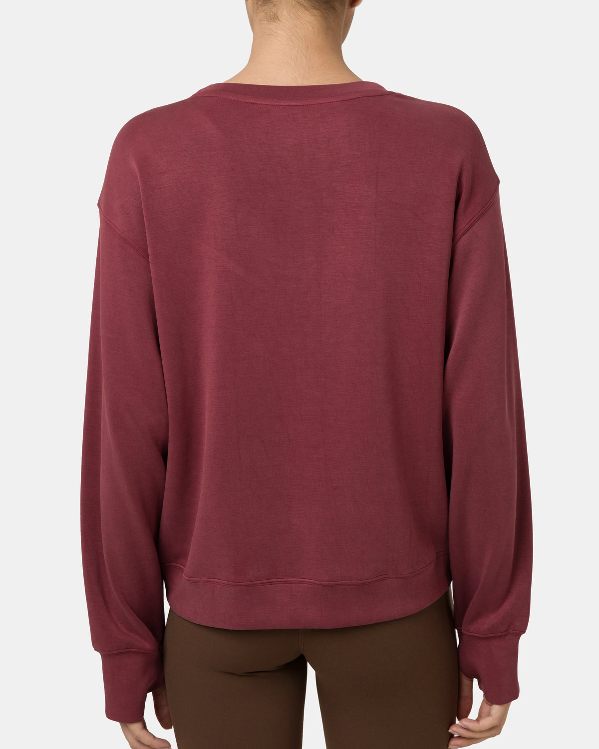 Velvra® Modal Crewneck Long Sleeve Sweatshirt — Wine Red