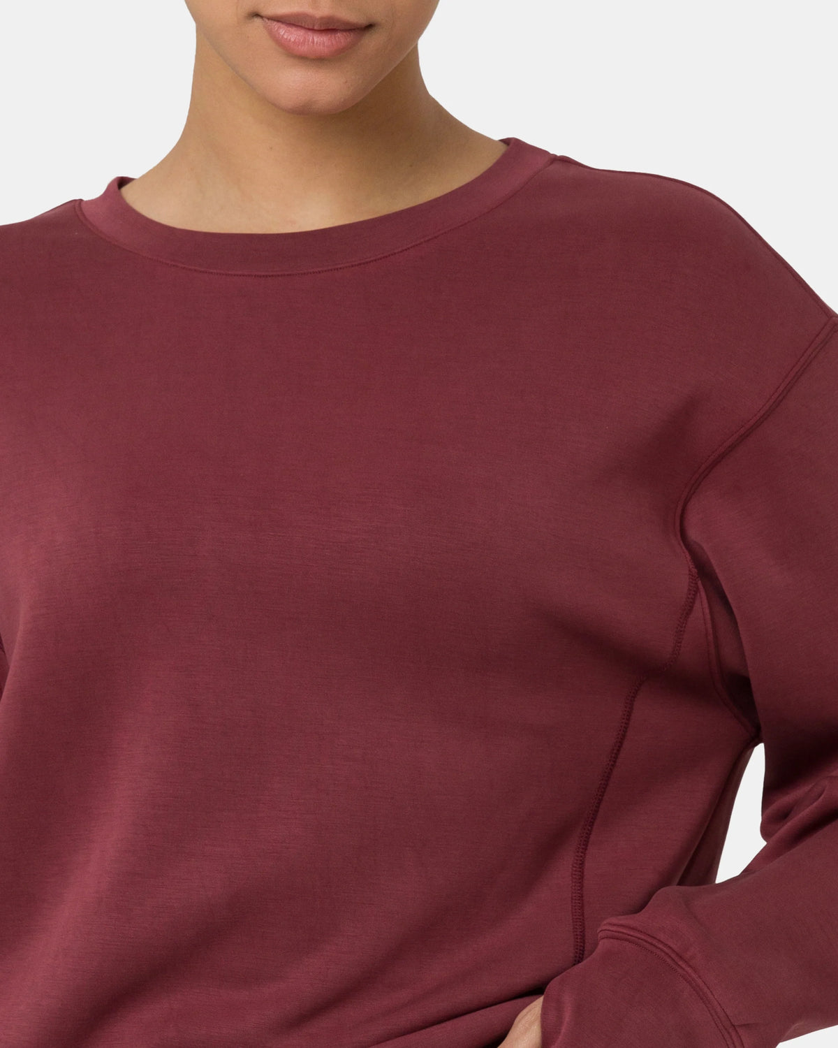 Velvra® Modal Crewneck Long Sleeve Sweatshirt — Wine Red