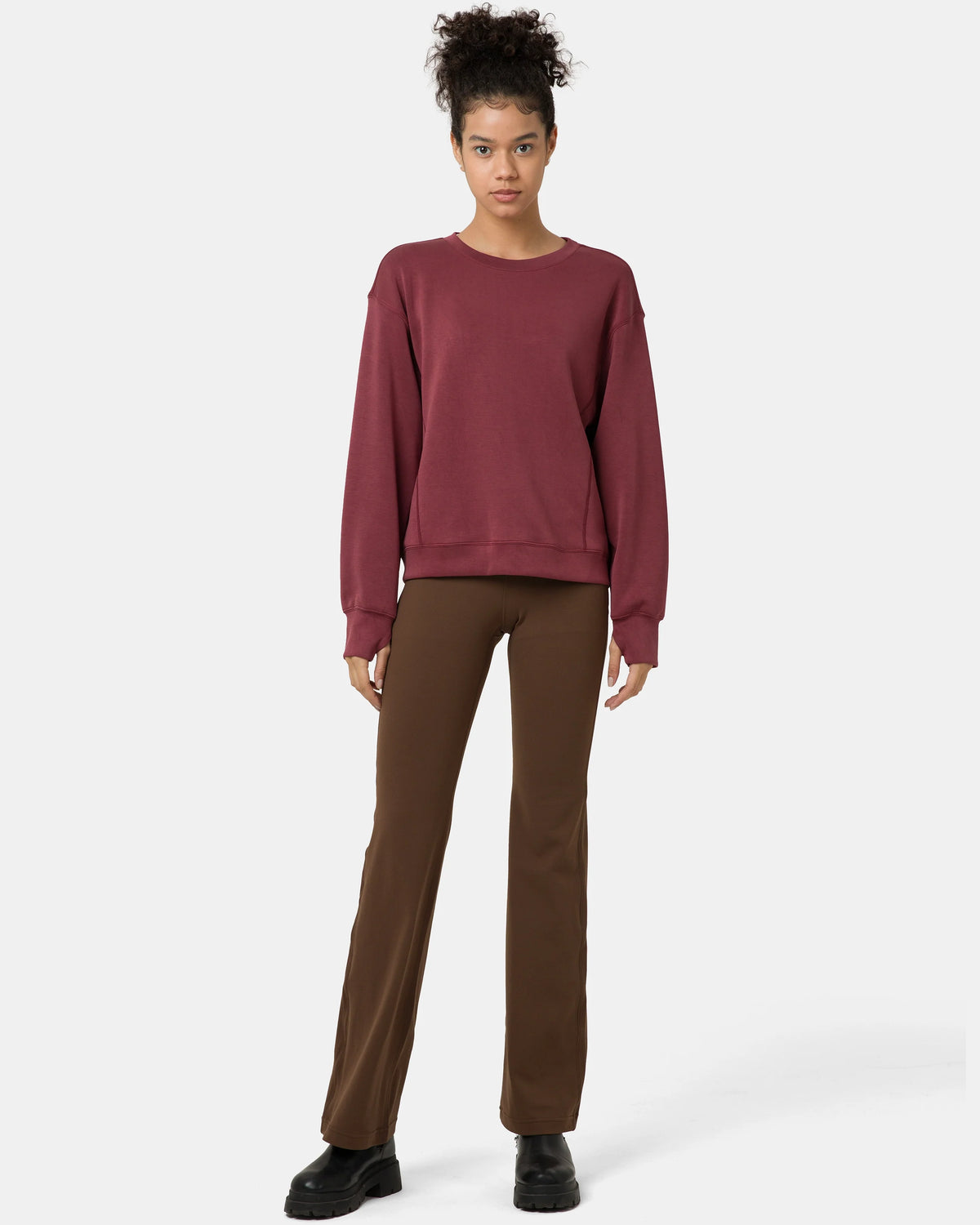 Velvra® Modal Crewneck Long Sleeve Sweatshirt — Wine Red