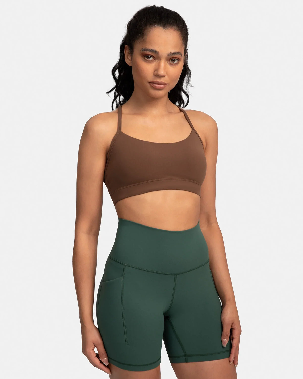 Dreamlux® Y-Back Padded Sports Bra — Cocoa