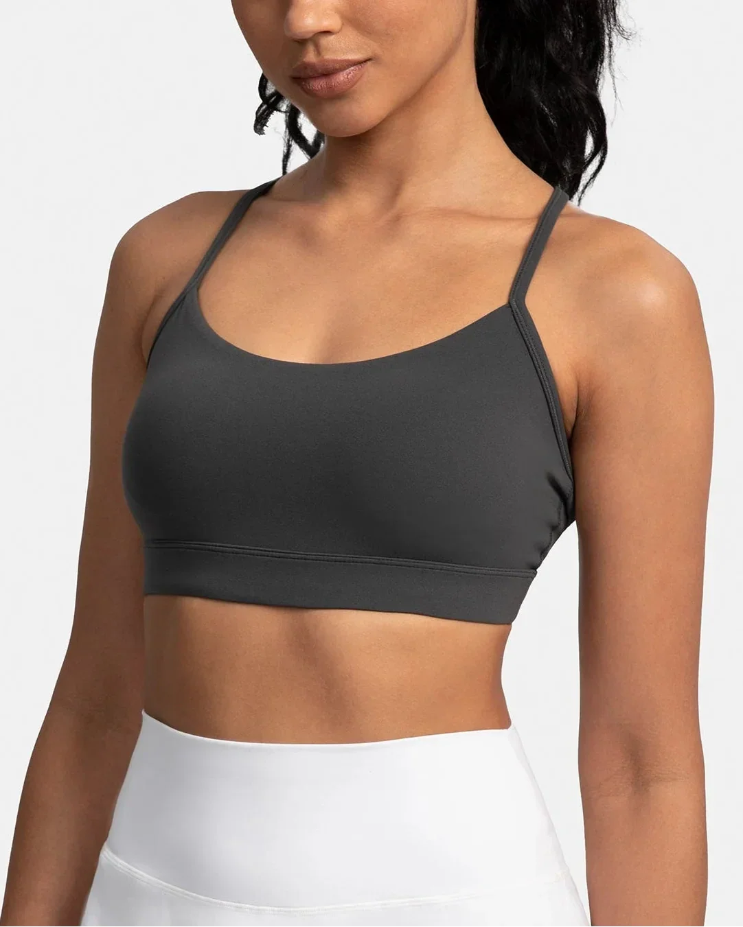 Dreamlux® Y-Back Padded Sports Bra — Dark Carbon