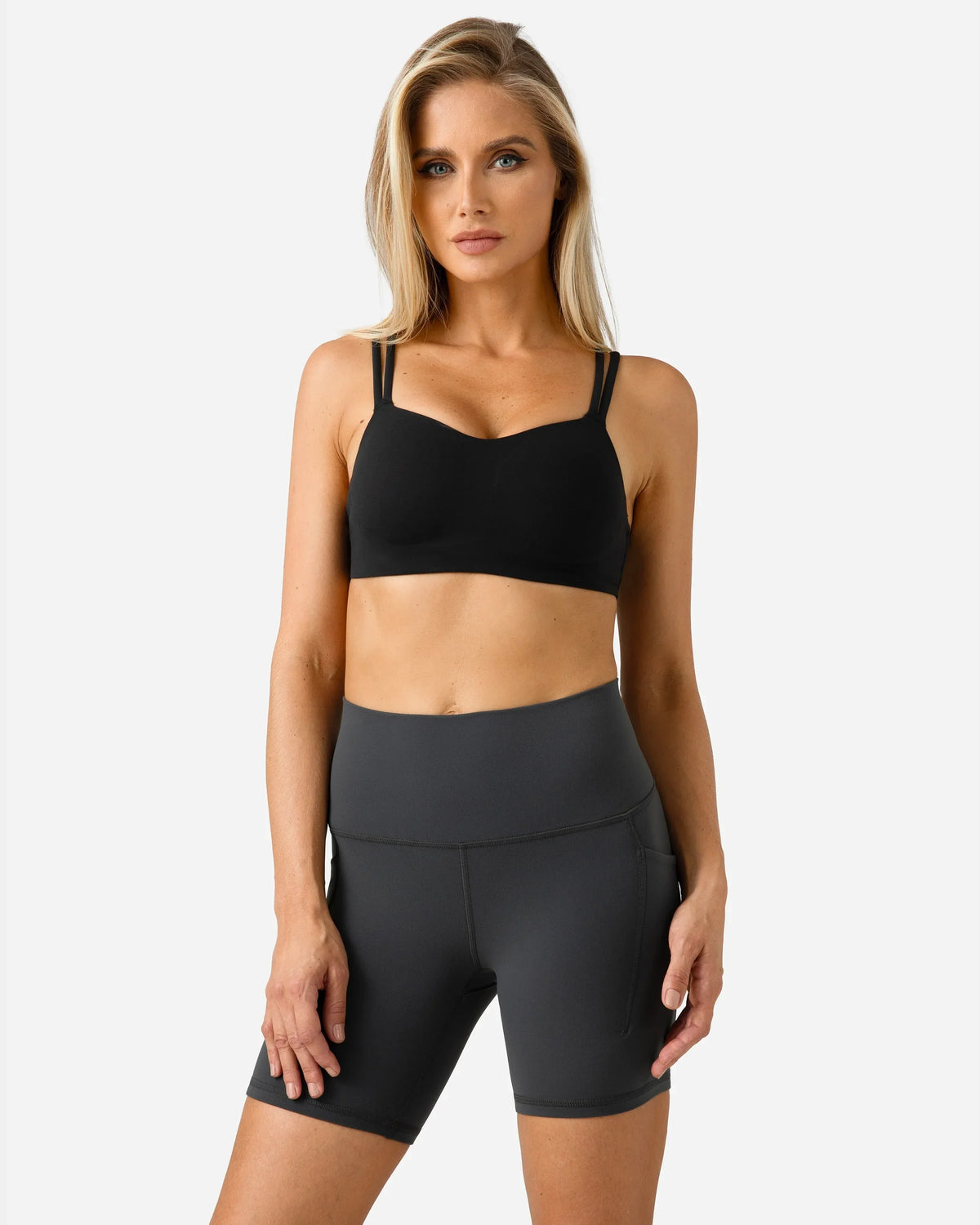 Dreamlux® Buttery Soft Everyday & Workout Short 6" w/ Pockets — Dark Carbon