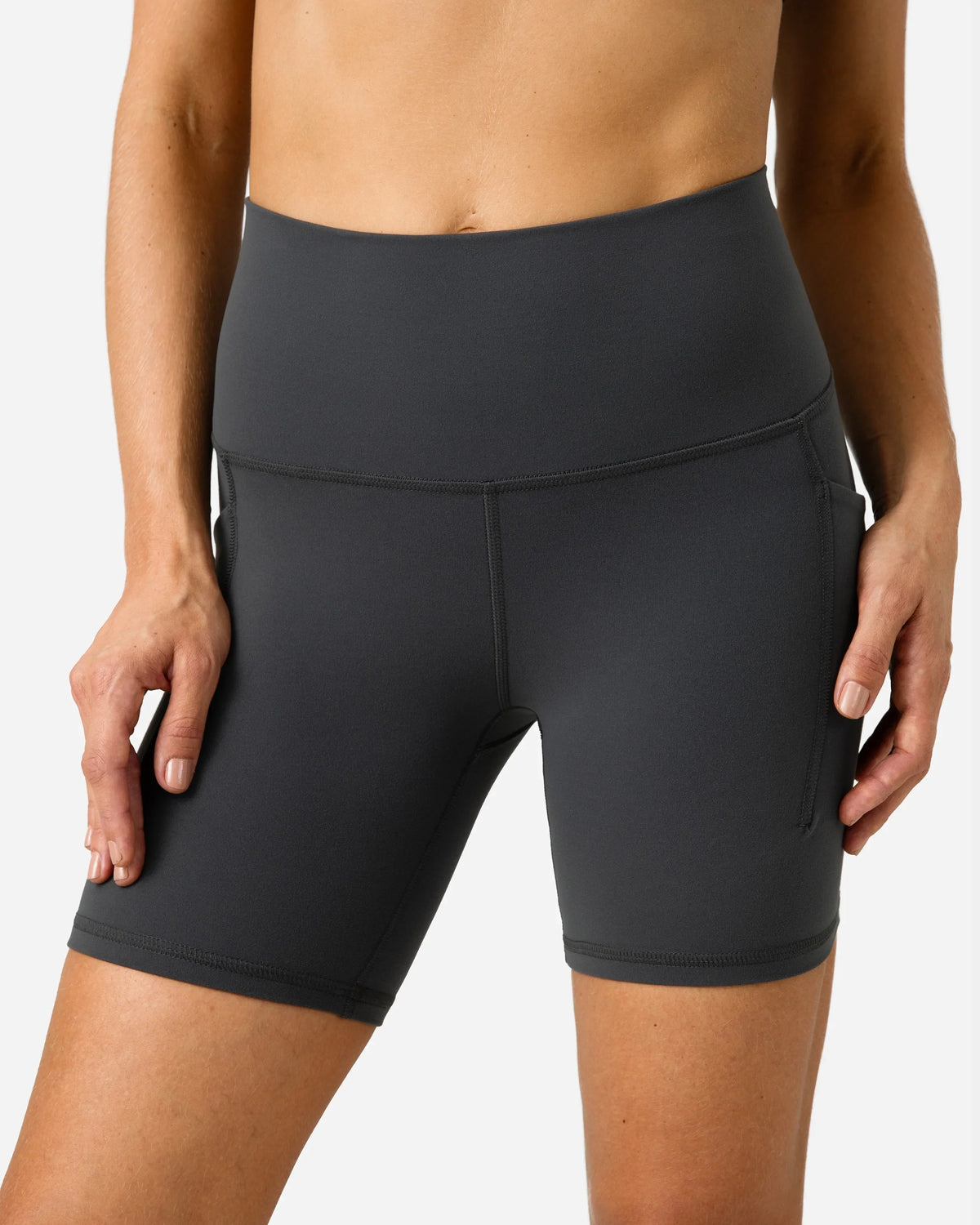 Dreamlux® Buttery Soft Everyday & Workout Short 6" w/ Pockets — Dark Carbon