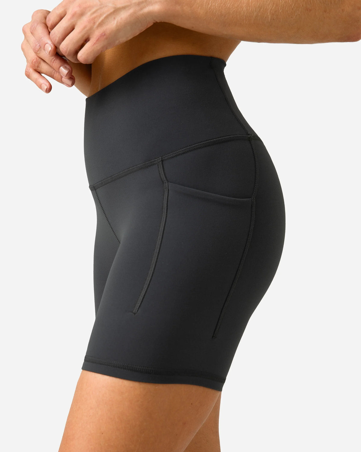 Dreamlux® Buttery Soft Everyday & Workout Short 6" w/ Pockets — Dark Carbon