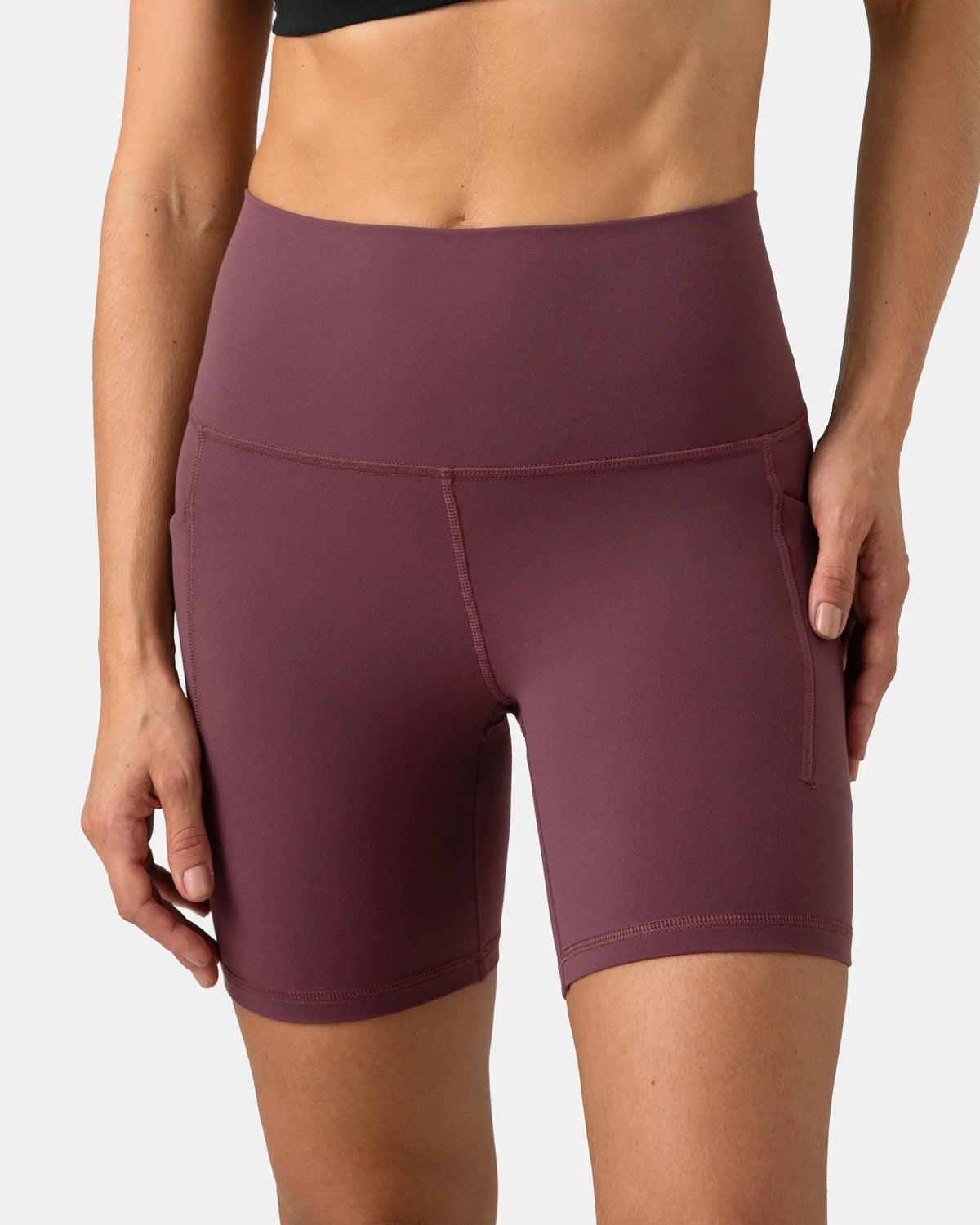 Dreamlux® Buttery Soft Everyday & Workout Short 6" w/ Pockets — Plum Red