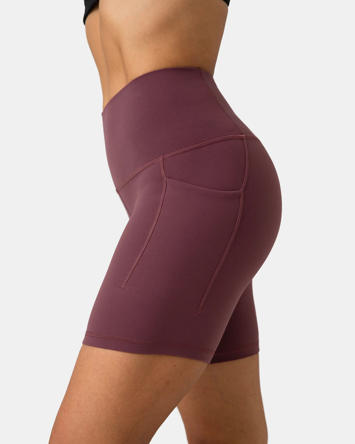 Dreamlux® Buttery Soft Everyday & Workout Short 6" w/ Pockets — Plum Red