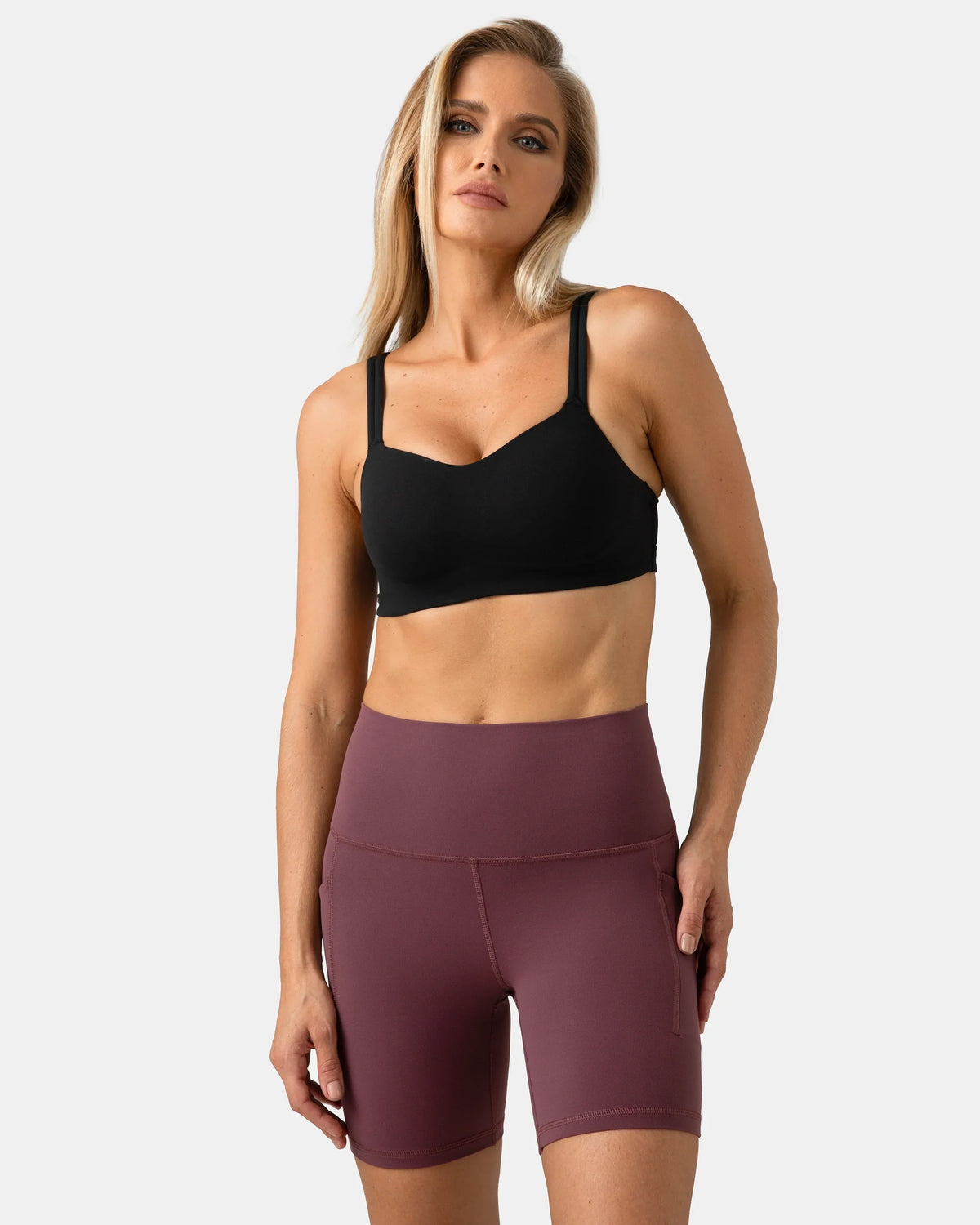 Dreamlux® Buttery Soft Everyday & Workout Short 6" w/ Pockets — Plum Red