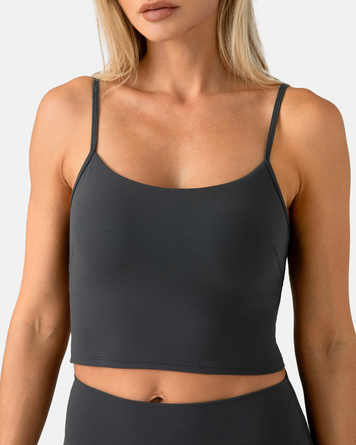 Dreamlux Tank Tops with Built‑in Bra — Dark Carbon