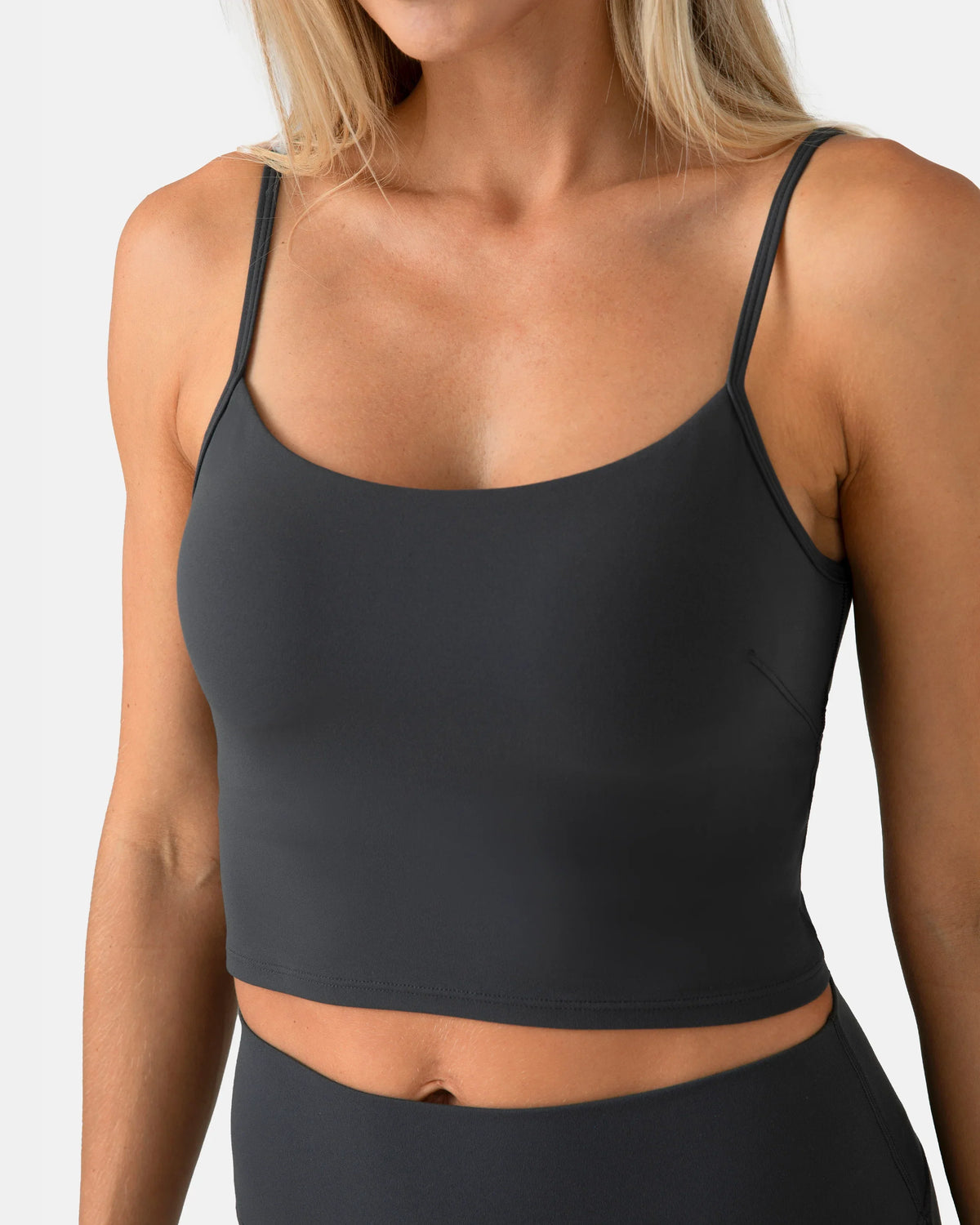 Dreamlux Tank Tops with Built‑in Bra — Dark Carbon