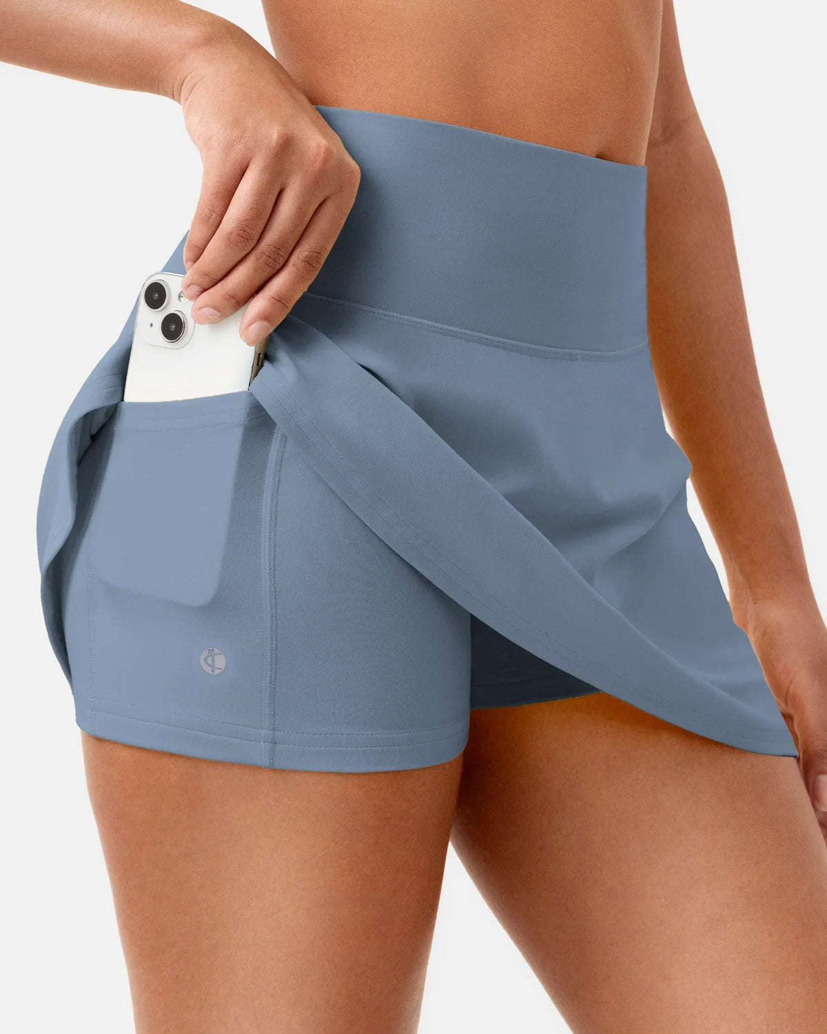 Dreamlux® Athletic Tennis Skirt w/ Built-in Shorts & Pockets — Chambray